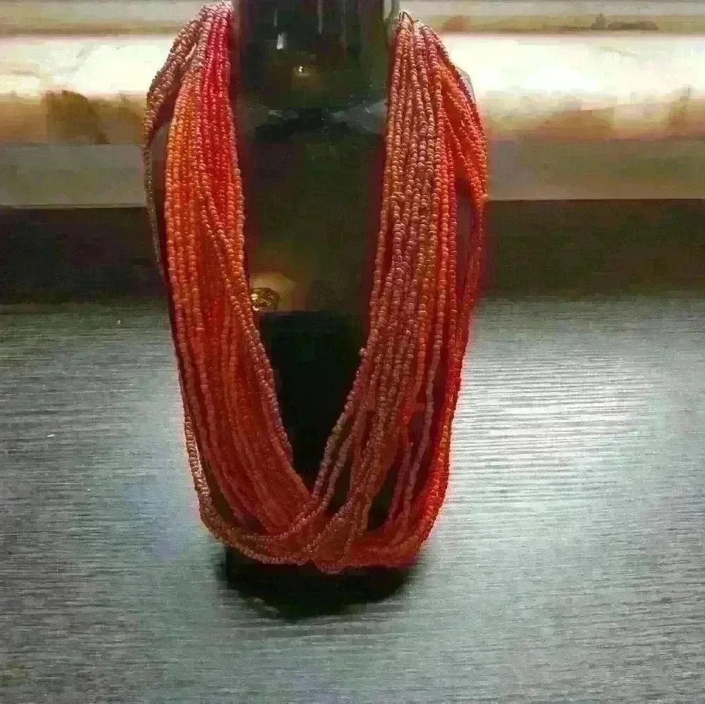 Warm Tone Beaded Necklace Multi Strand.Nwt - Picture 8 of 16